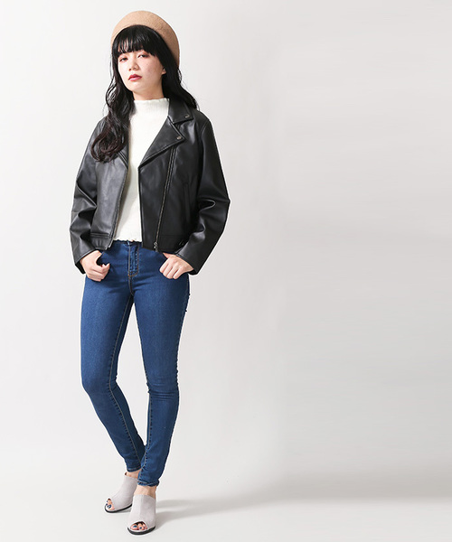 WEGO(ウィゴー)の「WEGO/ライダースジャケット(ライダースジャケット・レディース・ブラック/ライトピンク・LARGE/MEDIUM)」の3枚目の写真