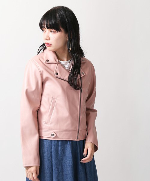 WEGO(ウィゴー)の「WEGO/ライダースジャケット(ライダースジャケット・レディース・ブラック/ライトピンク・LARGE/MEDIUM)」の7枚目の写真