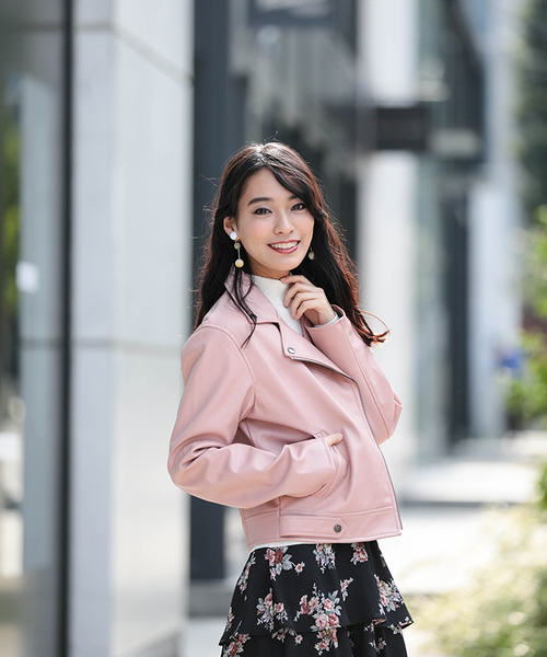 WEGO(ウィゴー)の「WEGO/ライダースジャケット(ライダースジャケット・レディース・ブラック/ライトピンク・LARGE/MEDIUM)」の22枚目の写真