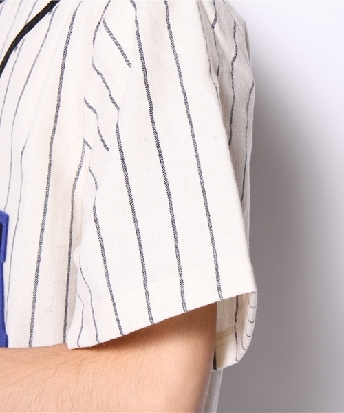 A BATHING APE（アベイシングエイプ）の「BAPE X EBBETS FIELD FLANNELS  BASEBALL S/S SHIRT（シャツ/ブラウス・メンズ・グレー/ベージュ・MEDIUM/LARGE/SMALL/X-LARGE）」の7枚目の写真