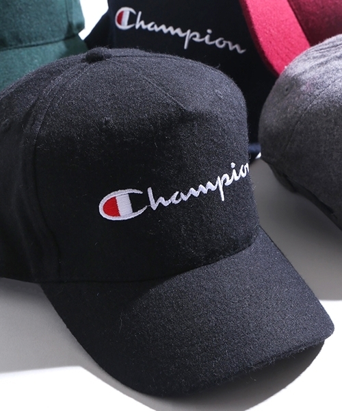 Champion（チャンピオン）の「∴WEGO/Champion別注メルトンキャップ（キャップ・メンズ・ブラック/ダークグリーン/ネイビー/グレー/ワイン・FREE）」の2枚目の写真
