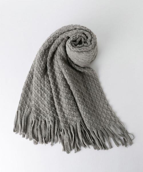 Another Edition(アナザーエディション)の「変形編みストール(ストール/ショール・レディース・オフホワイト/ブラック/グレー・FREE)」の1枚目の写真