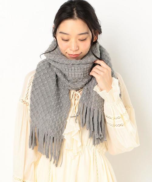 Another Edition(アナザーエディション)の「変形編みストール(ストール/ショール・レディース・オフホワイト/ブラック/グレー・FREE)」の7枚目の写真