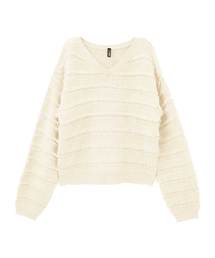 Luz Llena | フリンジボーダーニットトップス(ニット/セーター)