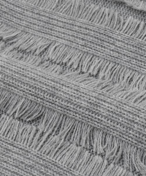 Luz Llena（ラズレナ）の「フリンジボーダーニットトップス（ニット/セーター・レディース・オフホワイト/杢グレー/パープル・MEDIUM）」の6枚目の写真