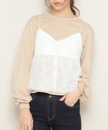 PAGEBOY | 袖ボリューム×レースキャミセット(Tシャツ/カットソー)