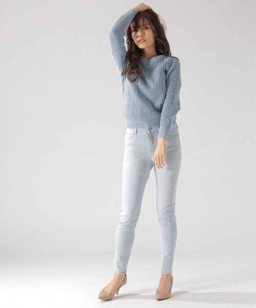 BAYFLOW（ベイフロー）の「BAYFLOW／スキニーリペアデニム　18SS（デニムパンツ・レディース・ライトブルー/サックスブルー/インディゴブルー・22inch/23inch/24inch/25inch/26inch）」の22枚目の写真