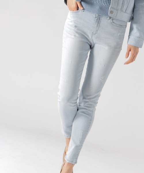 BAYFLOW（ベイフロー）の「BAYFLOW／スキニーリペアデニム　18SS（デニムパンツ・レディース・ライトブルー/サックスブルー/インディゴブルー・22inch/23inch/24inch/25inch/26inch）」の4枚目の写真