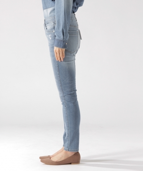 BAYFLOW（ベイフロー）の「BAYFLOW／スキニーリペアデニム　18SS（デニムパンツ・レディース・ライトブルー/サックスブルー/インディゴブルー・22inch/23inch/24inch/25inch/26inch）」の8枚目の写真