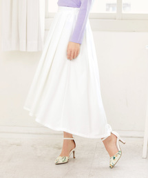 KOBE LETTUCE | ジョーゼット素材タックイレギュラーヘムロングフレアスカート/レディースボトムス[M2098]神戸レタス(スカート)