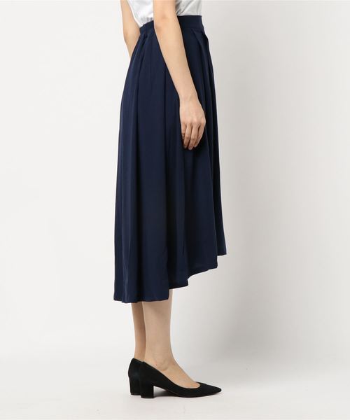 KOBE LETTUCE（コウベレタス）の「ジョーゼット素材タックイレギュラーヘムロングフレアスカート/レディースボトムス[M2098]神戸レタス（スカート・レディース・ラベンダー/オフホワイト/ネイビー/ミント/ピンク・FREE）」の6枚目の写真