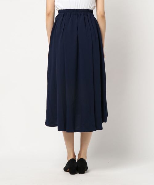 KOBE LETTUCE（コウベレタス）の「ジョーゼット素材タックイレギュラーヘムロングフレアスカート/レディースボトムス[M2098]神戸レタス（スカート・レディース・ラベンダー/オフホワイト/ネイビー/ミント/ピンク・FREE）」の7枚目の写真