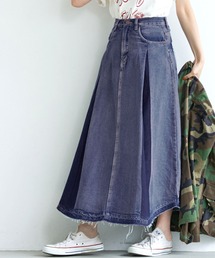 coca（coca） | バイカラーウォッシュ加工プリーツデニムスカート(デニムスカート)