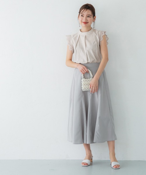 ハイネックノースリーブレースブラウス