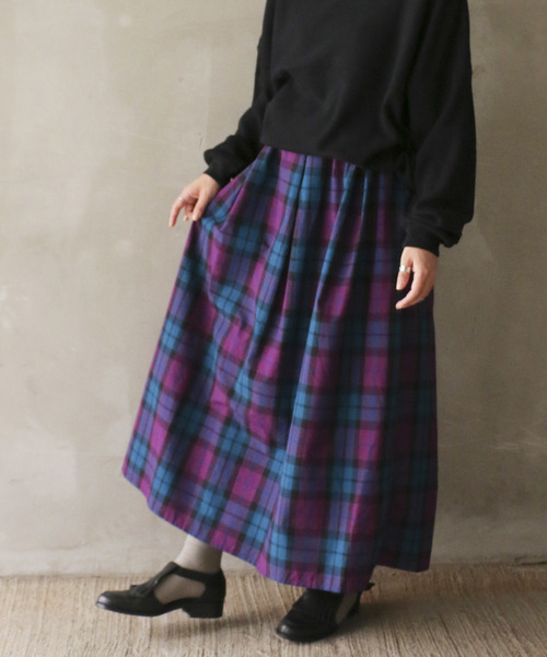 notch.（ノッチ）の「チェックマキシスカート（スカート・レディース・パープル/ブルー・M/L）」の2枚目の写真