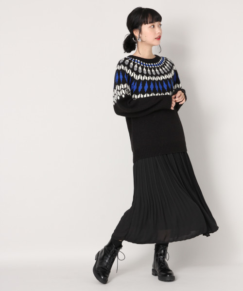 LOWRYS FARM（ローリーズファーム）の「フェアアイルプルオーバー　816668（ニット/セーター・レディース・ブラック/レッド/グレー/ベージュ・FREE）」の7枚目の写真