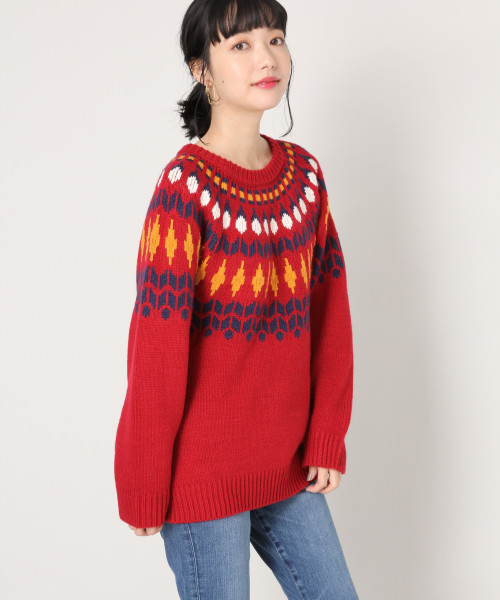 LOWRYS FARM（ローリーズファーム）の「フェアアイルプルオーバー　816668（ニット/セーター・レディース・ブラック/レッド/グレー/ベージュ・FREE）」の15枚目の写真