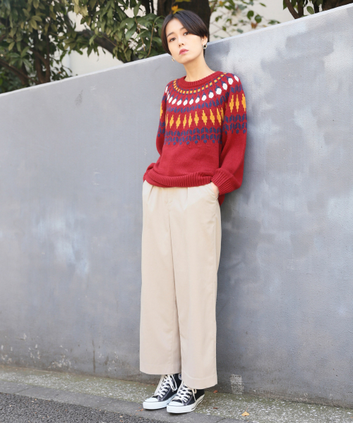 LOWRYS FARM（ローリーズファーム）の「フェアアイルプルオーバー　816668（ニット/セーター・レディース・ブラック/レッド/グレー/ベージュ・FREE）」の14枚目の写真