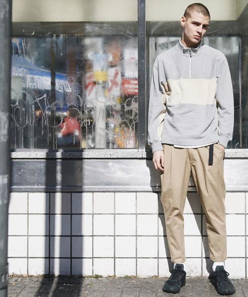 coen（コーエン）の「ビッグシルエットハーフジップスイッチスウェット(トレーナー)(UTILITY LINE)（スウェット・メンズ・ベージュ/グレー・SMALL/MEDIUM/LARGE）」の16枚目の写真