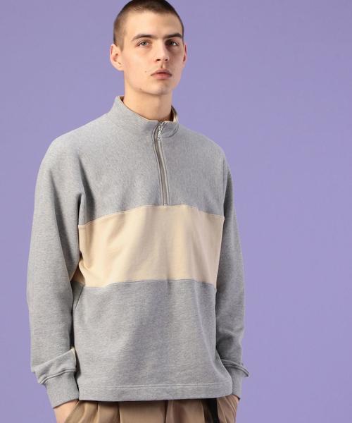 coen（コーエン）の「ビッグシルエットハーフジップスイッチスウェット(トレーナー)(UTILITY LINE)（スウェット・メンズ・ベージュ/グレー・SMALL/MEDIUM/LARGE）」の19枚目の写真