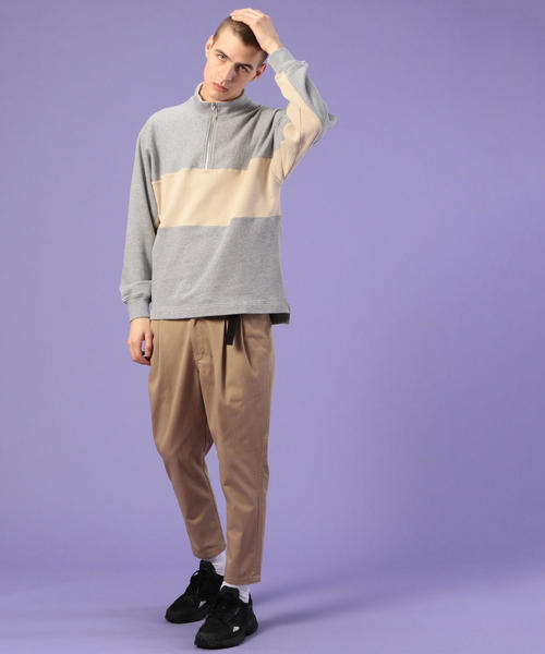 coen（コーエン）の「ビッグシルエットハーフジップスイッチスウェット(トレーナー)(UTILITY LINE)（スウェット・メンズ・ベージュ/グレー・SMALL/MEDIUM/LARGE）」の20枚目の写真