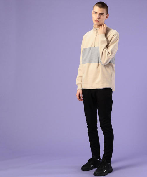 coen（コーエン）の「ビッグシルエットハーフジップスイッチスウェット(トレーナー)(UTILITY LINE)（スウェット・メンズ・ベージュ/グレー・SMALL/MEDIUM/LARGE）」の15枚目の写真