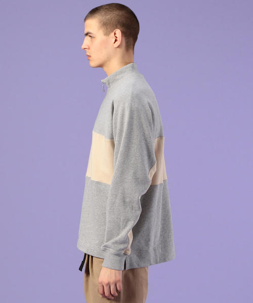 coen（コーエン）の「ビッグシルエットハーフジップスイッチスウェット(トレーナー)(UTILITY LINE)（スウェット・メンズ・ベージュ/グレー・SMALL/MEDIUM/LARGE）」の5枚目の写真