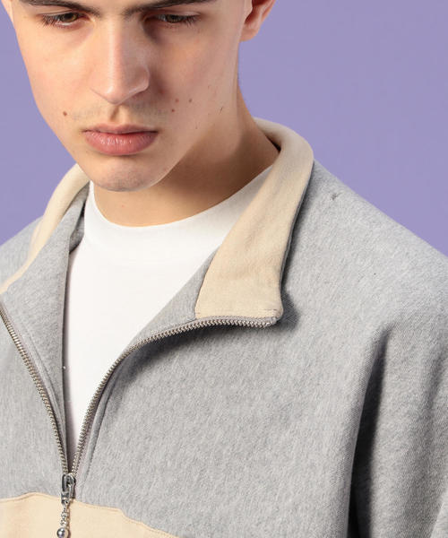 coen（コーエン）の「ビッグシルエットハーフジップスイッチスウェット(トレーナー)(UTILITY LINE)（スウェット・メンズ・ベージュ/グレー・SMALL/MEDIUM/LARGE）」の8枚目の写真