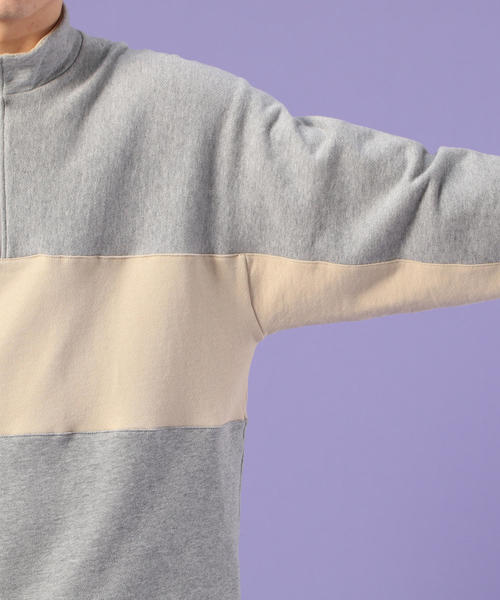 coen（コーエン）の「ビッグシルエットハーフジップスイッチスウェット(トレーナー)(UTILITY LINE)（スウェット・メンズ・ベージュ/グレー・SMALL/MEDIUM/LARGE）」の9枚目の写真