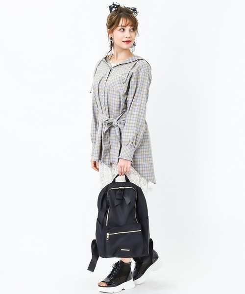 ☆axes femme☆ リボン付撥水ナイロンリュック 黒 リボン付撥水ナイロンリュック | レディース服・レディース