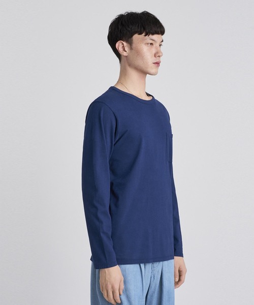 Saturdays NYC（サタデーズ ニューヨークシティ ）の「James Pima Long Sleeve Shirt（Tシャツ/カットソー・メンズ・ネイビー/オレンジ・X-LARGE/M/X-SMALL/S/L）」の6枚目の写真