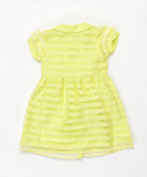 BeBe(ベベ)の「BeBe/ボーダーオーガンジーワンピース(ワンピース・キッズ・ネイビー/イエロー・110/120/130/140/150/100)」の3枚目の写真