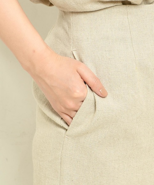 DouDou(ドゥドゥ)の「リネンタイトスカート(スカート・レディース・ベージュ/レッド・36/38)」の16枚目の写真