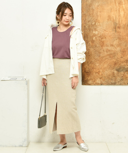 DouDou(ドゥドゥ)の「リネンタイトスカート(スカート・レディース・ベージュ/レッド・36/38)」の18枚目の写真