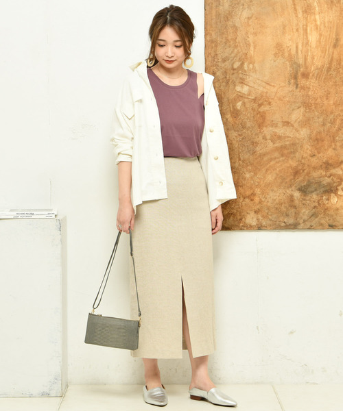 DouDou(ドゥドゥ)の「リネンタイトスカート(スカート・レディース・ベージュ/レッド・36/38)」の19枚目の写真