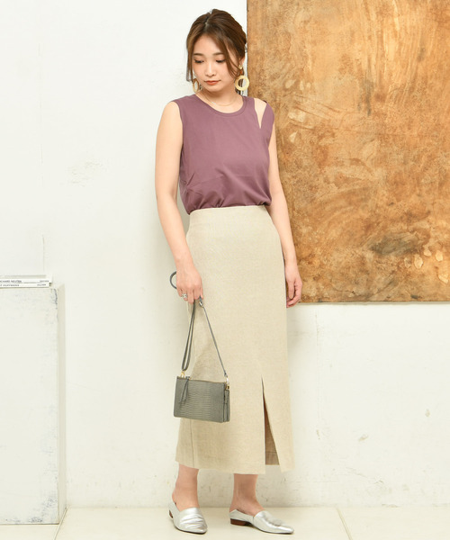 DouDou(ドゥドゥ)の「リネンタイトスカート(スカート・レディース・ベージュ/レッド・36/38)」の21枚目の写真