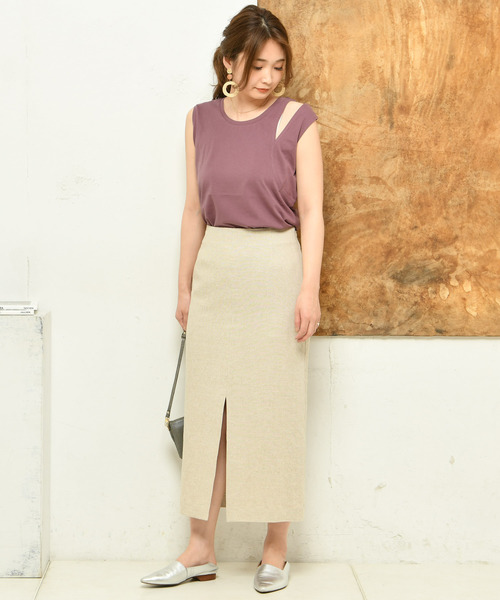 DouDou(ドゥドゥ)の「リネンタイトスカート(スカート・レディース・ベージュ/レッド・36/38)」の22枚目の写真