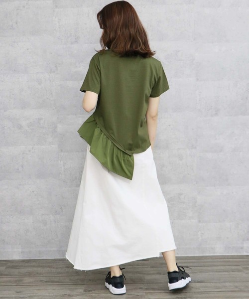 HER CLOSET（ハークローゼット）の「【HERCLOSET】アシメフリルTシャツ（Tシャツ/カットソー・レディース・ホワイト/ブラック/ネイビー/グレー/カーキ/キャメル・M）」の11枚目の写真