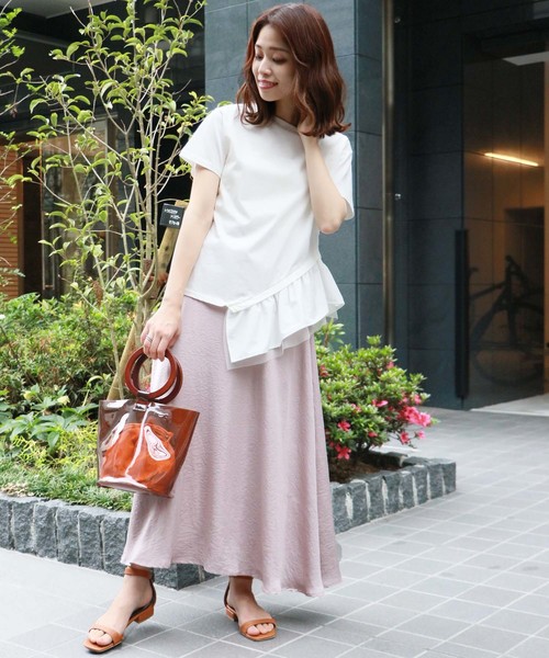 HER CLOSET（ハークローゼット）の「【HERCLOSET】アシメフリルTシャツ（Tシャツ/カットソー・レディース・ホワイト/ブラック/ネイビー/グレー/カーキ/キャメル・M）」の16枚目の写真