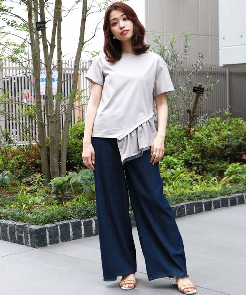 HER CLOSET（ハークローゼット）の「【HERCLOSET】アシメフリルTシャツ（Tシャツ/カットソー・レディース・ホワイト/ブラック/ネイビー/グレー/カーキ/キャメル・M）」の18枚目の写真