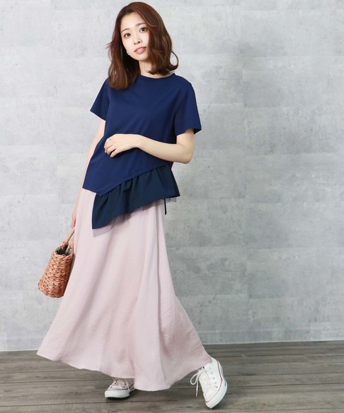 HER CLOSET（ハークローゼット）の「【HERCLOSET】アシメフリルTシャツ（Tシャツ/カットソー・レディース・ホワイト/ブラック/ネイビー/グレー/カーキ/キャメル・M）」の7枚目の写真