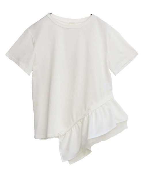 HER CLOSET（ハークローゼット）の「【HERCLOSET】アシメフリルTシャツ（Tシャツ/カットソー・レディース・ホワイト/ブラック/ネイビー/グレー/カーキ/キャメル・M）」の20枚目の写真