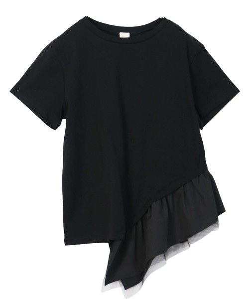 HER CLOSET（ハークローゼット）の「【HERCLOSET】アシメフリルTシャツ（Tシャツ/カットソー・レディース・ホワイト/ブラック/ネイビー/グレー/カーキ/キャメル・M）」の21枚目の写真