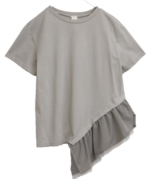 HER CLOSET（ハークローゼット）の「【HERCLOSET】アシメフリルTシャツ（Tシャツ/カットソー・レディース・ホワイト/ブラック/ネイビー/グレー/カーキ/キャメル・M）」の22枚目の写真