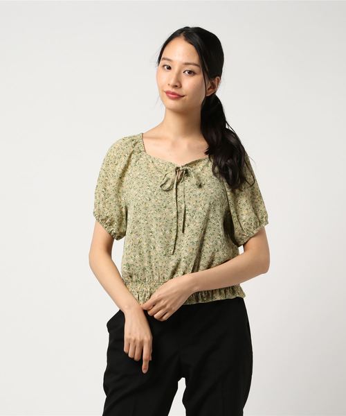 ehka sopo（エヘカソポ）の「花柄シフォンブラウス（シャツ/ブラウス・レディース・チャコールグレー/ベージュ/カーキ・ﾌﾘ-）」の3枚目の写真