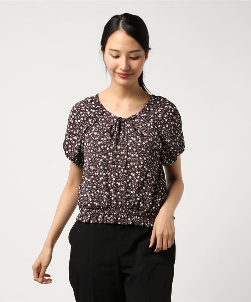 ehka sopo（エヘカソポ）の「花柄シフォンブラウス（シャツ/ブラウス・レディース・チャコールグレー/ベージュ/カーキ・ﾌﾘ-）」の2枚目の写真