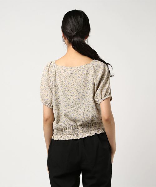 ehka sopo（エヘカソポ）の「花柄シフォンブラウス（シャツ/ブラウス・レディース・チャコールグレー/ベージュ/カーキ・ﾌﾘ-）」の4枚目の写真