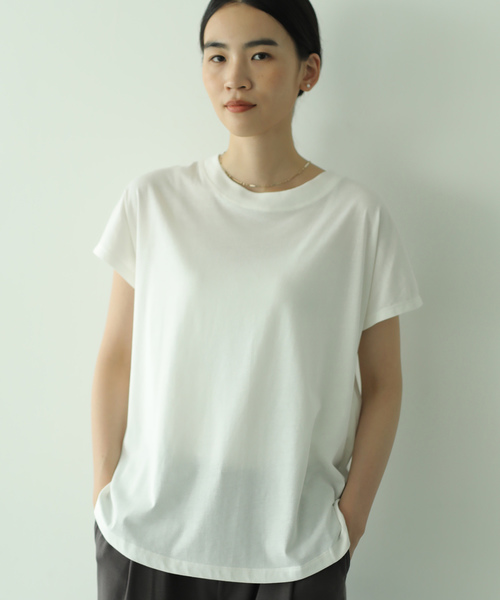 AMERICAN HOLIC(アメリカンホリック)の「フレンチスリーブカットプルオーバー(Tシャツ/カットソー・レディース・ブラック/ベージュ/オフホワイト/マスタード・M/L)」の2枚目の写真