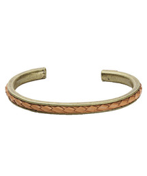 LUXSTYLE（ラグスタイル）の「レザー埋め込みアンティーク加工バングル（バングル/リストバンド）」
