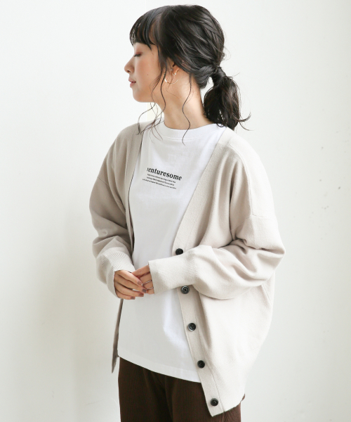 LOWRYS FARM（ローリーズファーム）の「ウスモチモチＶネックカーディガン　841673（カーディガン/ボレロ・レディース・アイボリー/ブラック/グレー/ベージュ/レッド・FREE）」の5枚目の写真